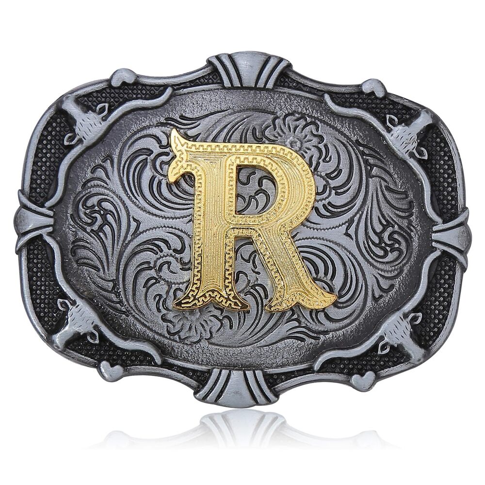 4192 Wstern Cowboy Belt Buckle Initial Letters ABCDJMR Texas Rodeo Belt